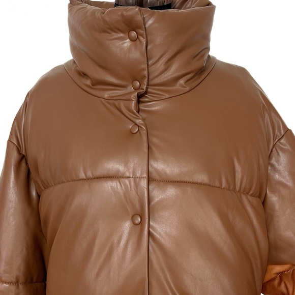 Anthropologie Avec Les Filles Vegan Faux Leather Puffer Jacket - Picture 7 of 13